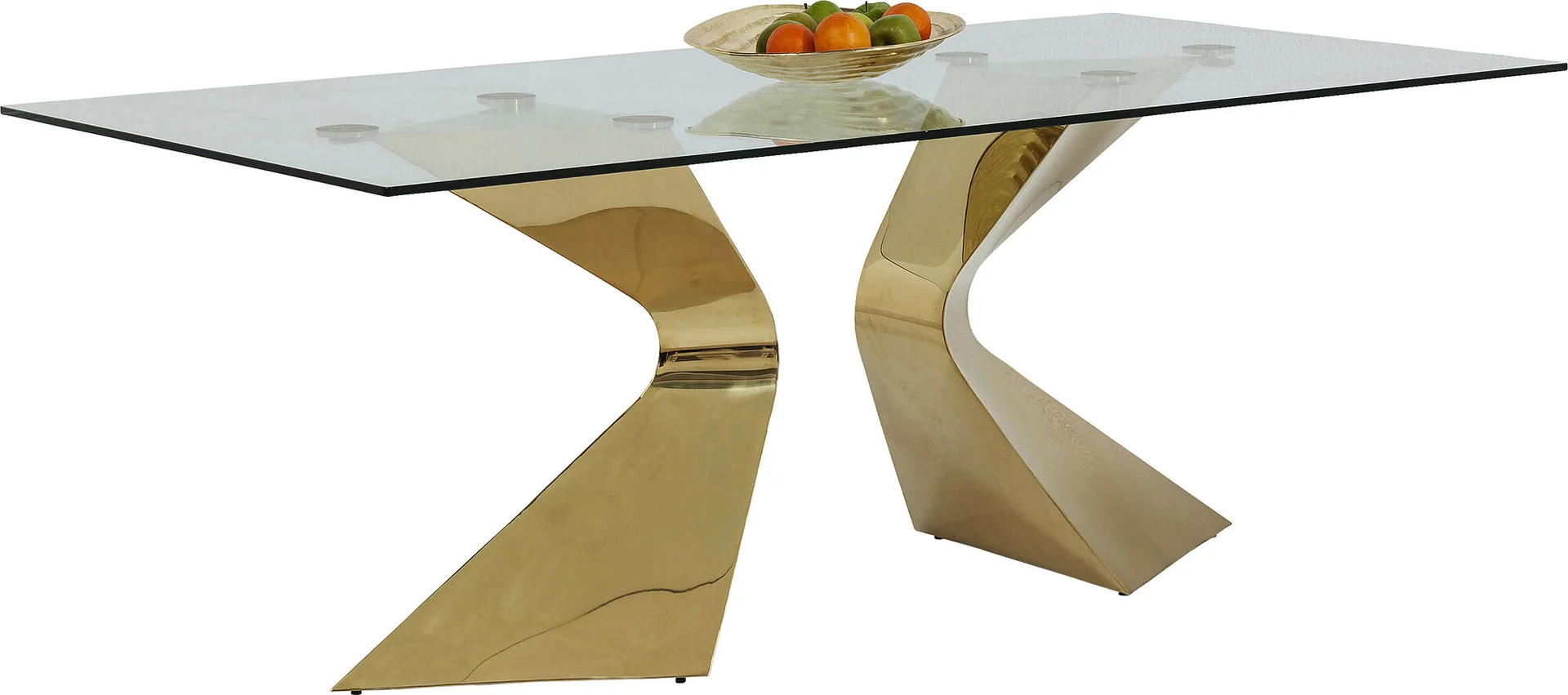 STÓŁ JADALNIANY Gloria, szklany prostokątny blat na złotych metalowych nogach, designerski styl, wyjątkowy STÓŁ JADALNIANY Gloria, szklany prostokątny blat na złotych metalowych nogach, designerski styl, wyjątkowy