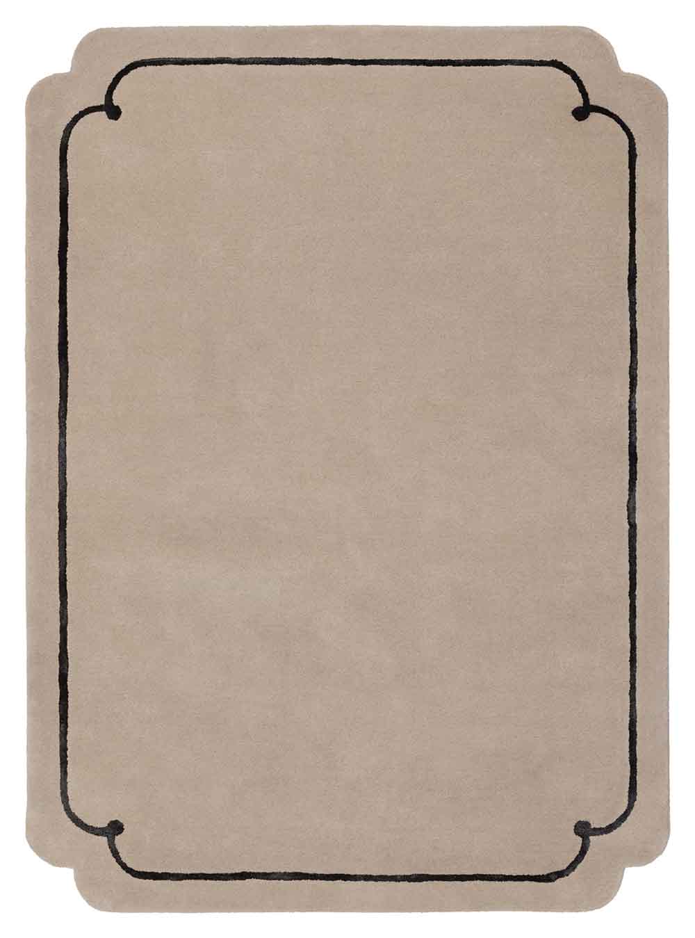 DYWAN Cookie Beige Black beżowy z czarną ramką, ręcznie tkany z wełny nowozelandzkiej i wiskozy