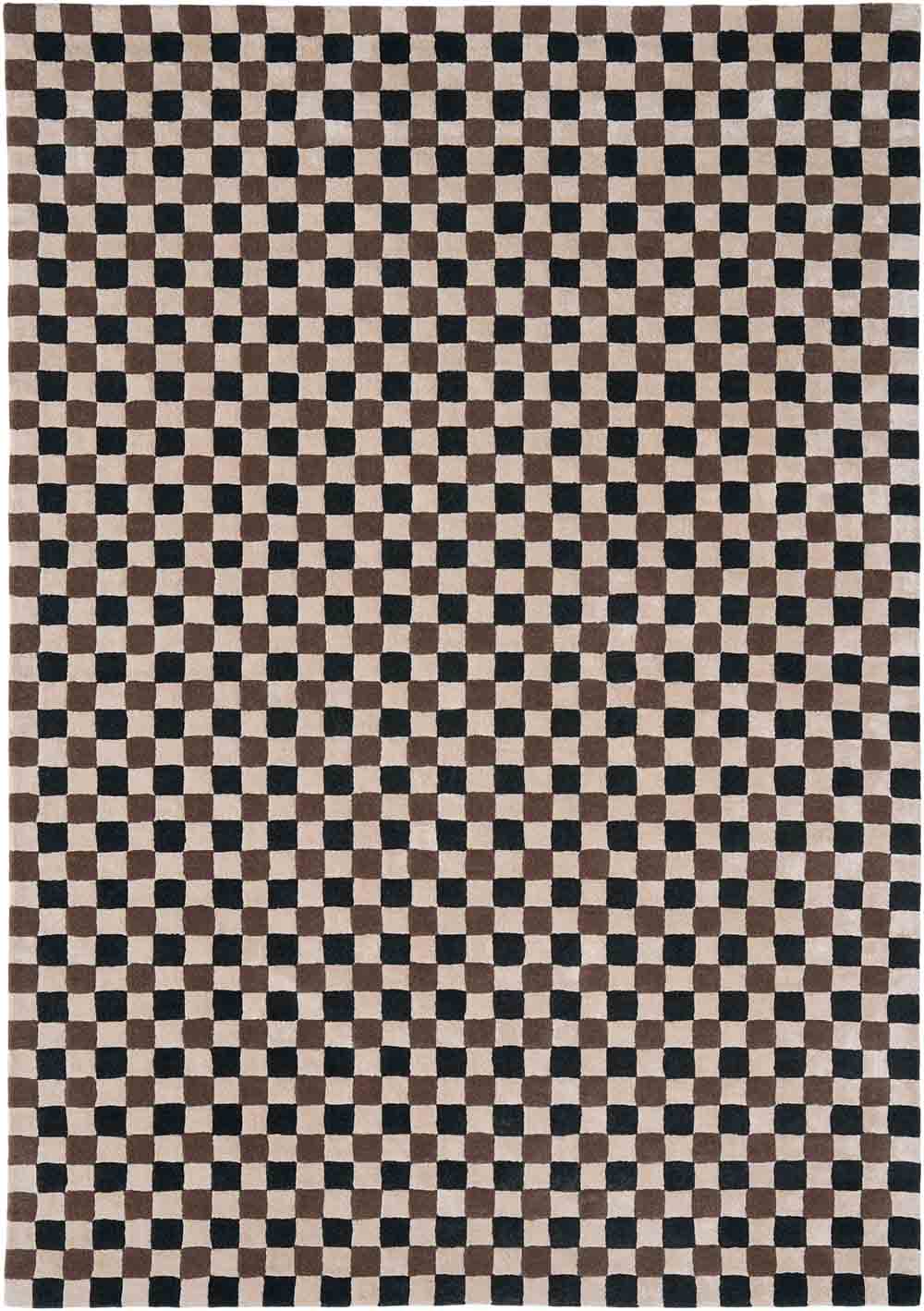 DYWAN Flicker Dark Green Beige Brown prostokątny, wielokolorowa szachownica, ręcznie tkany z wełny i wiskozy DYWAN Flicker Dark Green Beige Brown prostokątny, wielokolorowa szachownica, ręcznie tkany z wełny i wiskozy