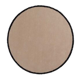 DYWAN Laila Beige Black Round okrągły, beżowy z czarną ramką, ręcznie tkany z wełny nowozelandzkiej i wiskozy