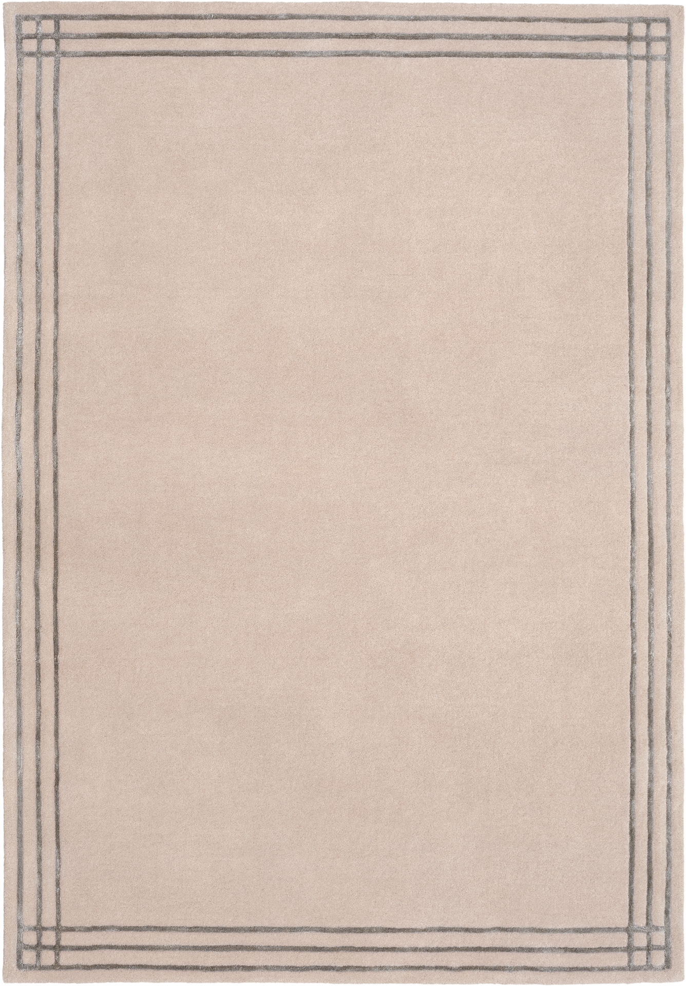 DYWAN Linea Beige Light Brown prostokątny, beżowy z brązową ramką, ręcznie tkany z wełny i wiskozy