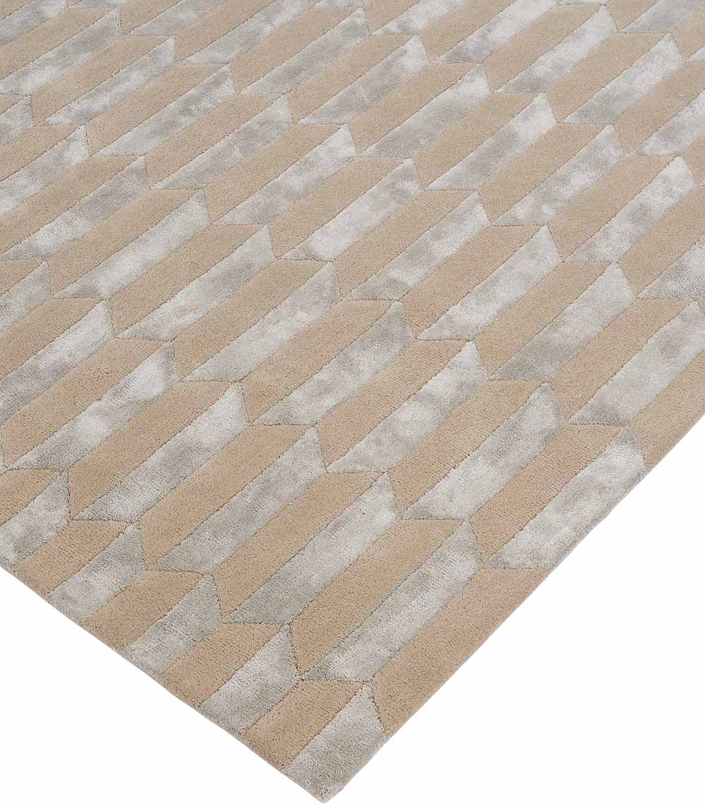 DYWAN Noble Grey Beige prostokątny, beżowo-szary wzór geometryczny, ręcznie tkany z wełny i wiskozy, piękny DYWAN Noble Grey Beige prostokątny, beżowo-szary wzór geometryczny, ręcznie tkany z wełny i wiskozy, piękny