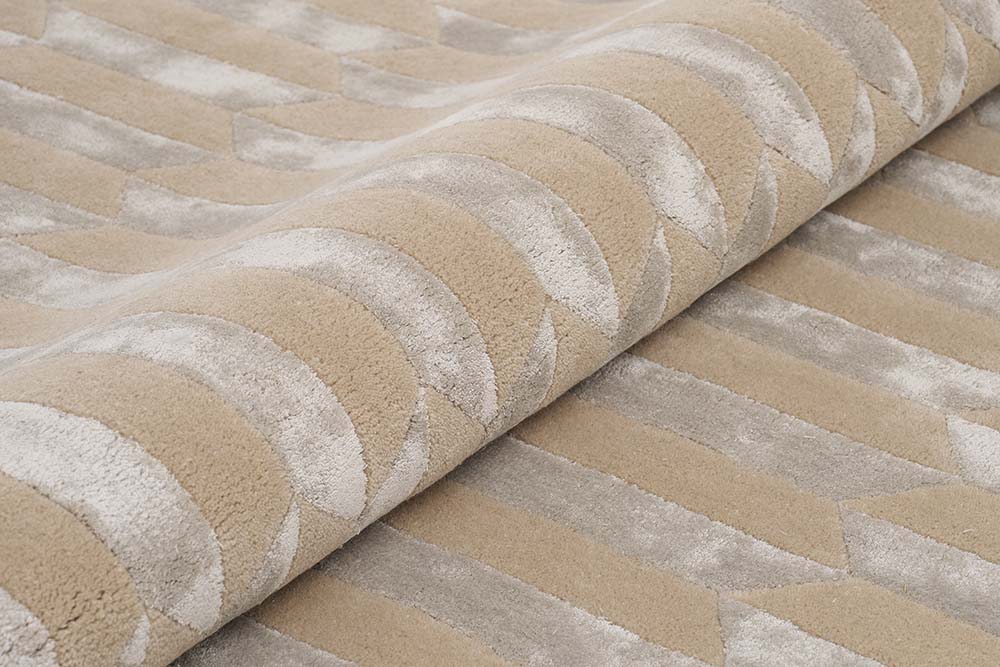 DYWAN Noble Grey Beige prostokątny, beżowo-szary wzór geometryczny, ręcznie tkany z wełny i wiskozy, wyjątkowy DYWAN Noble Grey Beige prostokątny, beżowo-szary wzór geometryczny, ręcznie tkany z wełny i wiskozy, wyjątkowy