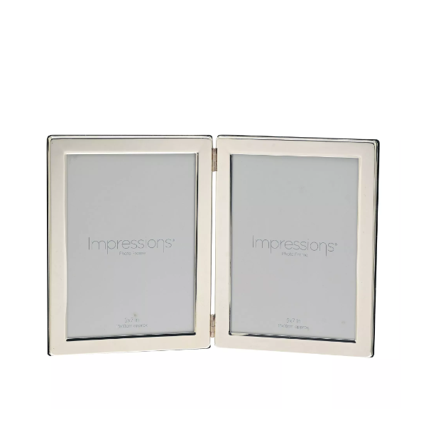 RAMKA NA ZDJĘCIA podwójna, składana, srebrna, metalowa, nowoczesny styl RAMKA NA ZDJĘCIA podwójna, składana, srebrna, metalowa, nowoczesny styl
