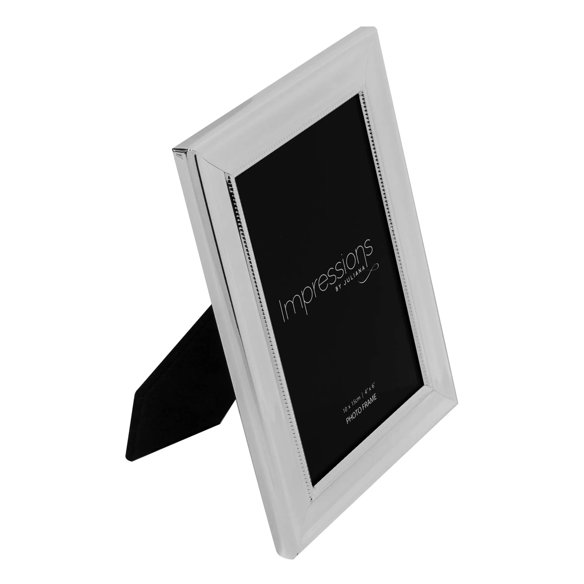 RAMKA NA ZDJĘCIE srebrna, koralikowa obwódka, pofalowana rama, nowoczesny styl 4x6, piękna