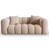 SOFA Halley 2-osobowa aksamitna, eleganckie przeszycia, zaoblone kształty, designerski styl, beżowa-2