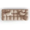 SOFA Halley 2-osobowa aksamitna, eleganckie przeszycia, zaoblone kształty, designerski styl, beżowa-4