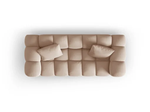 SOFA Halley 2-osobowa aksamitna, eleganckie przeszycia, zaoblone kształty, designerski styl, beżowa-4
