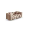 SOFA Halley 2-osobowa aksamitna, eleganckie przeszycia, zaoblone kształty, designerski styl, beżowa