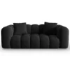 SOFA Halley 2-osobowa aksamitna, eleganckie przeszycia, zaoblone kształty, designerski styl, czarna-2