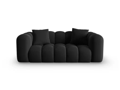 SOFA Halley 2-osobowa aksamitna, eleganckie przeszycia, zaoblone kształty, designerski styl, czarna-2