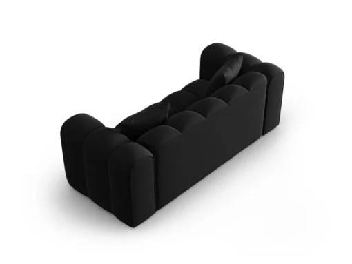 SOFA Halley 2-osobowa aksamitna, eleganckie przeszycia, zaoblone kształty, designerski styl, czarna-3
