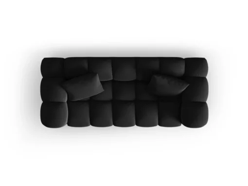 SOFA Halley 2-osobowa aksamitna, eleganckie przeszycia, zaoblone kształty, designerski styl, czarna-4