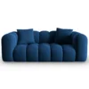 SOFA Halley 2-osobowa aksamitna, eleganckie przeszycia, zaoblone kształty, designerski styl, granat królewski-2