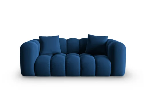 SOFA Halley 2-osobowa aksamitna, eleganckie przeszycia, zaoblone kształty, designerski styl, granat królewski-2