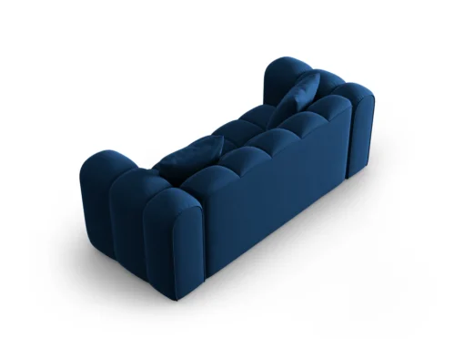 SOFA Halley 2-osobowa aksamitna, eleganckie przeszycia, zaoblone kształty, designerski styl, granat królewski-3