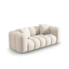 SOFA Halley 2-osobowa aksamitna, eleganckie przeszycia, zaoblone kształty, designerski styl, jasnobeżowa