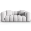 SOFA Halley 2-osobowa aksamitna, eleganckie przeszycia, zaoblone kształty, designerski styl, srebrna-1