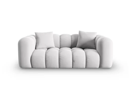 SOFA Halley 2-osobowa aksamitna, eleganckie przeszycia, zaoblone kształty, designerski styl, srebrna-1