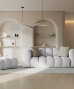 SOFA Halley 2-osobowa aksamitna, eleganckie przeszycia, zaoblone kształty, designerski styl, srebrna-2