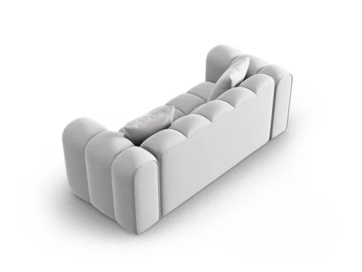 SOFA Halley 2-osobowa aksamitna, eleganckie przeszycia, zaoblone kształty, designerski styl, srebrna-3