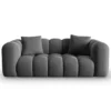 SOFA Halley 2-osobowa aksamitna, eleganckie przeszycia, zaoblone kształty, designerski styl, szara-2