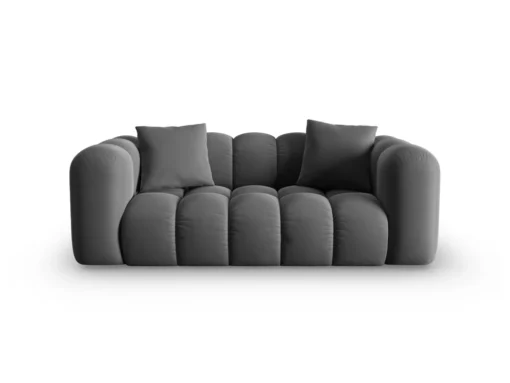 SOFA Halley 2-osobowa aksamitna, eleganckie przeszycia, zaoblone kształty, designerski styl, szara-2