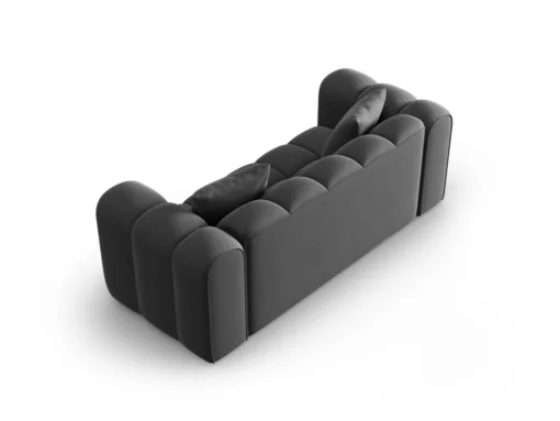 SOFA Halley 2-osobowa aksamitna, eleganckie przeszycia, zaoblone kształty, designerski styl, szara-3