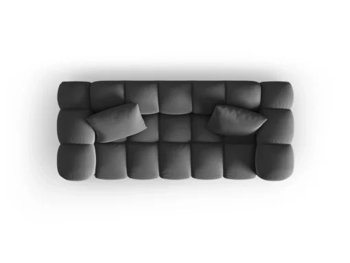 SOFA Halley 2-osobowa aksamitna, eleganckie przeszycia, zaoblone kształty, designerski styl, szara-4