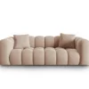 SOFA Halley 3-osobowa aksamitna, eleganckie przeszycia, zaoblone kształty, designerski styl, beżowa-2