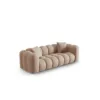 SOFA Halley 3-osobowa aksamitna, eleganckie przeszycia, zaoblone kształty, designerski styl, beżowa