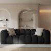 SOFA Halley 3-osobowa aksamitna, eleganckie przeszycia, zaoblone kształty, designerski styl, czarna-1