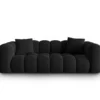 SOFA Halley 3-osobowa aksamitna, eleganckie przeszycia, zaoblone kształty, designerski styl, czarna-2