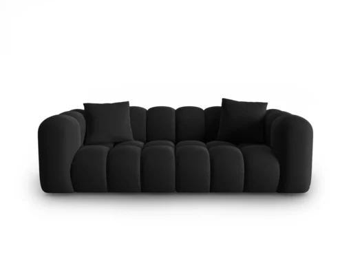 SOFA Halley 3-osobowa aksamitna, eleganckie przeszycia, zaoblone kształty, designerski styl, czarna-2