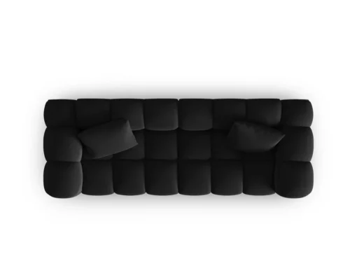 SOFA Halley 3-osobowa aksamitna, eleganckie przeszycia, zaoblone kształty, designerski styl, czarna-3