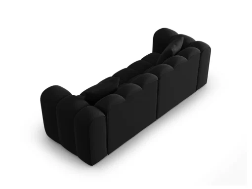 SOFA Halley 3-osobowa aksamitna, eleganckie przeszycia, zaoblone kształty, designerski styl, czarna-4
