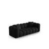 SOFA Halley 3-osobowa aksamitna, eleganckie przeszycia, zaoblone kształty, designerski styl, czarna