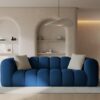 SOFA Halley 3-osobowa aksamitna, eleganckie przeszycia, zaoblone kształty, designerski styl, granat królewski-1