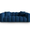 SOFA Halley 3-osobowa aksamitna, eleganckie przeszycia, zaoblone kształty, designerski styl, granat królewski-2