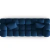 SOFA Halley 3-osobowa aksamitna, eleganckie przeszycia, zaoblone kształty, designerski styl, granat królewski-3