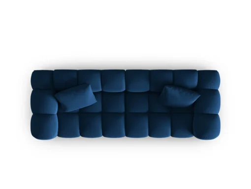 SOFA Halley 3-osobowa aksamitna, eleganckie przeszycia, zaoblone kształty, designerski styl, granat królewski-3