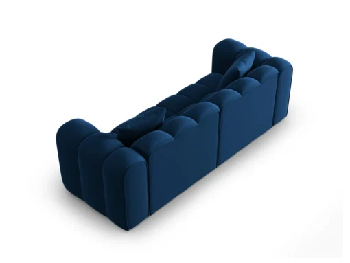 SOFA Halley 3-osobowa aksamitna, eleganckie przeszycia, zaoblone kształty, designerski styl, granat królewski-4