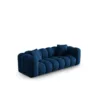 SOFA Halley 3-osobowa aksamitna, eleganckie przeszycia, zaoblone kształty, designerski styl, granat królewski