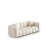 SOFA Halley 3-osobowa aksamitna, eleganckie przeszycia, zaoblone kształty, designerski styl, jasnobeżowa