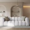 SOFA Halley 3-osobowa aksamitna, eleganckie przeszycia, zaoblone kształty, designerski styl, srebrna-1