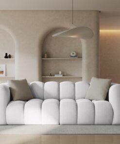 SOFA Halley 3-osobowa aksamitna, eleganckie przeszycia, zaoblone kształty, designerski styl, srebrna-1
