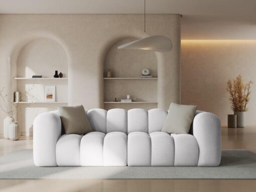 SOFA Halley 3-osobowa aksamitna, eleganckie przeszycia, zaoblone kształty, designerski styl, srebrna-1