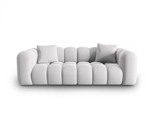 SOFA Halley 3-osobowa aksamitna, eleganckie przeszycia, zaoblone kształty, designerski styl, srebrna-2