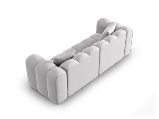 SOFA Halley 3-osobowa aksamitna, eleganckie przeszycia, zaoblone kształty, designerski styl, srebrna-3