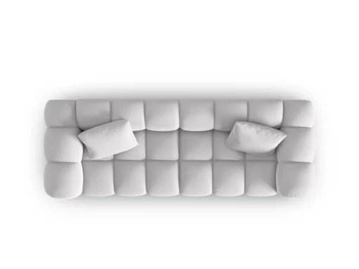 SOFA Halley 3-osobowa aksamitna, eleganckie przeszycia, zaoblone kształty, designerski styl, srebrna-4